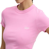 T-shirt maniche corte crop script rosa