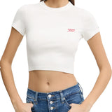 T-shirt maniche corte crop script panna