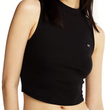 Canotta crop slim fit con collo a lupetto nero