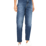 Jeans mom vita alta in denim scuro