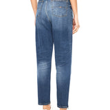 Jeans mom vita alta in denim scuro