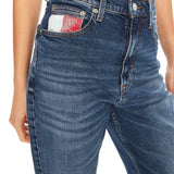 Jeans mom vita alta in denim scuro