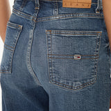 Jeans mom vita alta in denim scuro