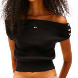 Top Tjw slim fit con maniche ad aletta nero