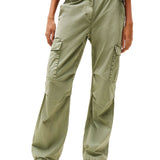 Pantaloni cargo relaxed fit a vita media verde