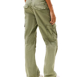 Pantaloni cargo relaxed fit a vita media verde