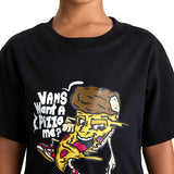 T-shirt junior stampa want a pizza me nero