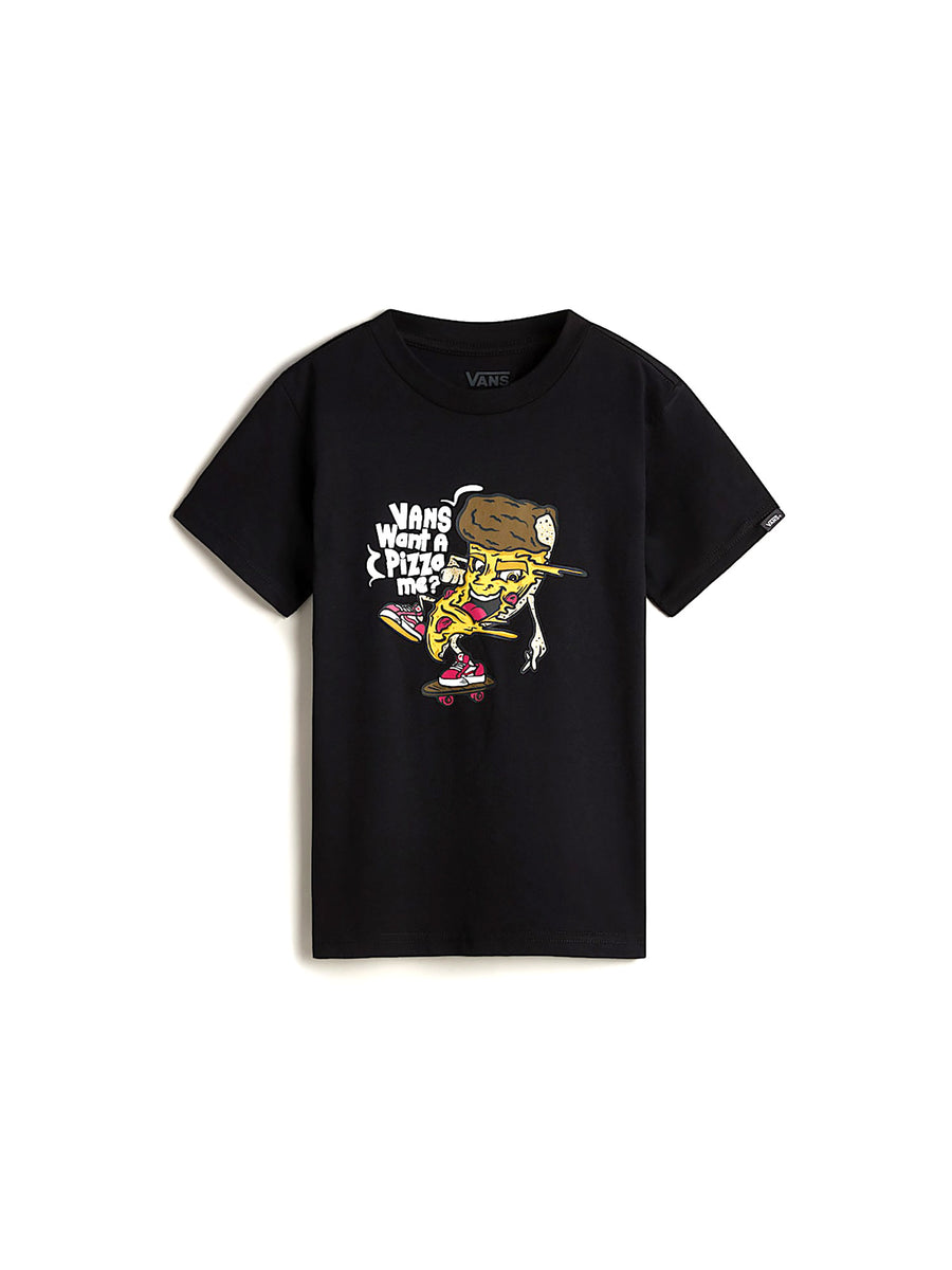 T-shirt teen stampa want a pizza me nero