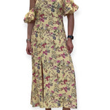 Abito off shoulder stampato giallo