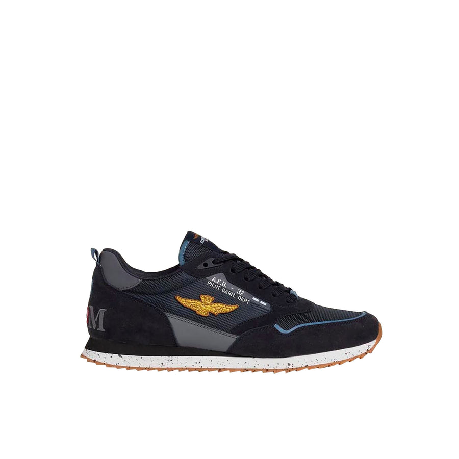 Sneakers Aeronautica Militare uomo nylon e suede blu