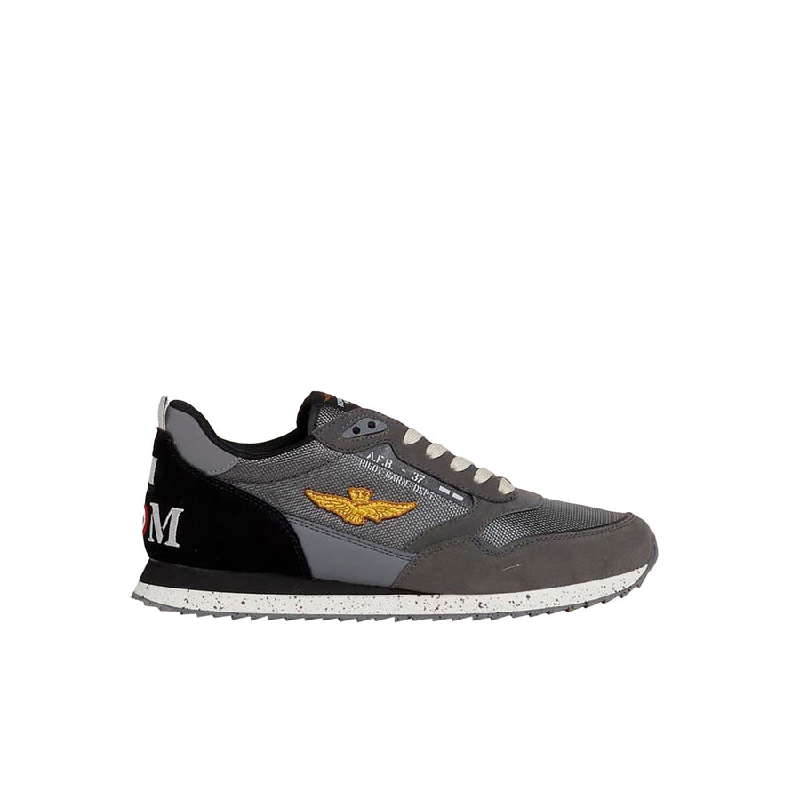 Sneakers Aeronautica Militare uomo nylon e suede grigio scuro