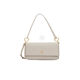 Borsa a spalla minimal con logo Calvin Klein monogram beige