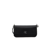 Borsa a spalla minimal con logo Calvin Klein monogram nero