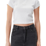 T-shirt Calvin Klein cropped logo monogram baby bianco