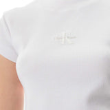 T-shirt Calvin Klein cropped logo monogram baby bianco