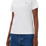 T-shirt Calvin Klein archive con logo ricamato bianco