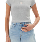 T-shirt Calvin Klein cropped a costine grigio