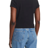 T-shirt Calvin Klein cropped a costine nero