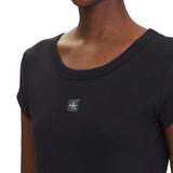 T-shirt Calvin Klein cropped a costine nero