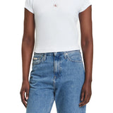 T-shirt Calvin Klein cropped a costine bianco