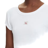 T-shirt Calvin Klein cropped a costine bianco