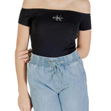 Top Calvin Klein  spalle scoperte e logo monogram nero