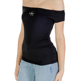 Top Calvin Klein  spalle scoperte e logo monogram nero
