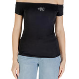 Top Calvin Klein  spalle scoperte e logo monogram nero