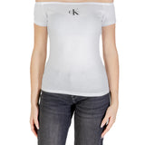 Top Calvin Klein  spalle scoperte e logo monogram bianco