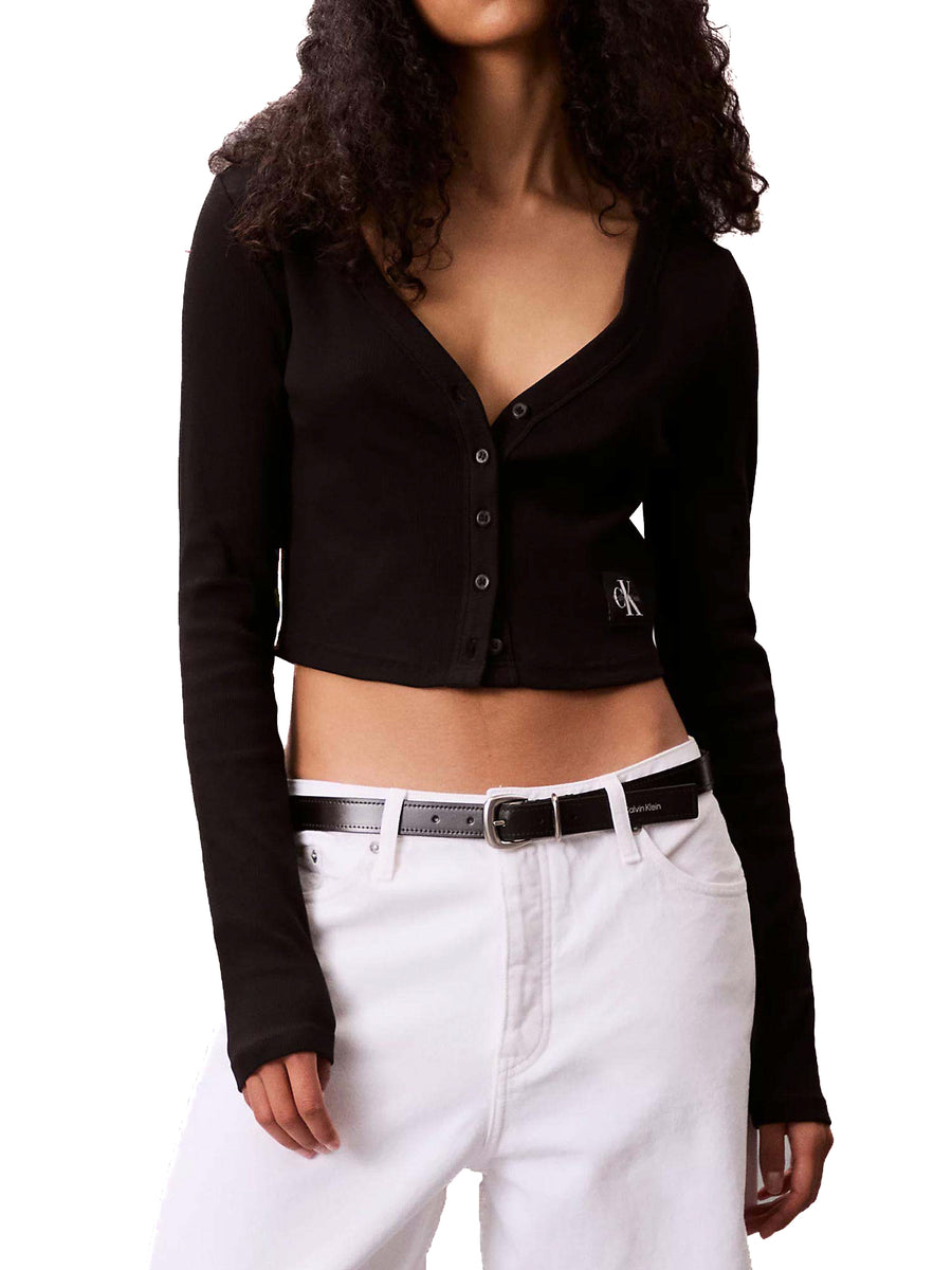 Cardigan Calvin Klein con bottoni e logo label nero