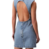 Abito Calvin Klein in  jeans con ampia scollatura sul retro denim medio