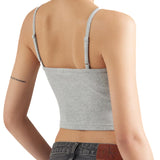 Top Calvin Klein a costine con bratelle e logo label grigio