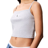 Top Calvin Klein a costine con bratelle e logo label grigio