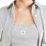 Top Calvin Klein a costine con bratelle e logo label grigio