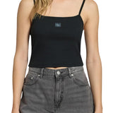 Top Calvin Klein a costine con bratelle e logo label nero