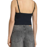 Top Calvin Klein a costine con bratelle e logo label nero