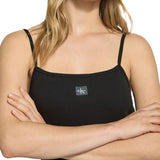 Top Calvin Klein a costine con bratelle e logo label nero