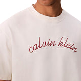 T-shirt Calvin Klein con logo in corsivo tofu