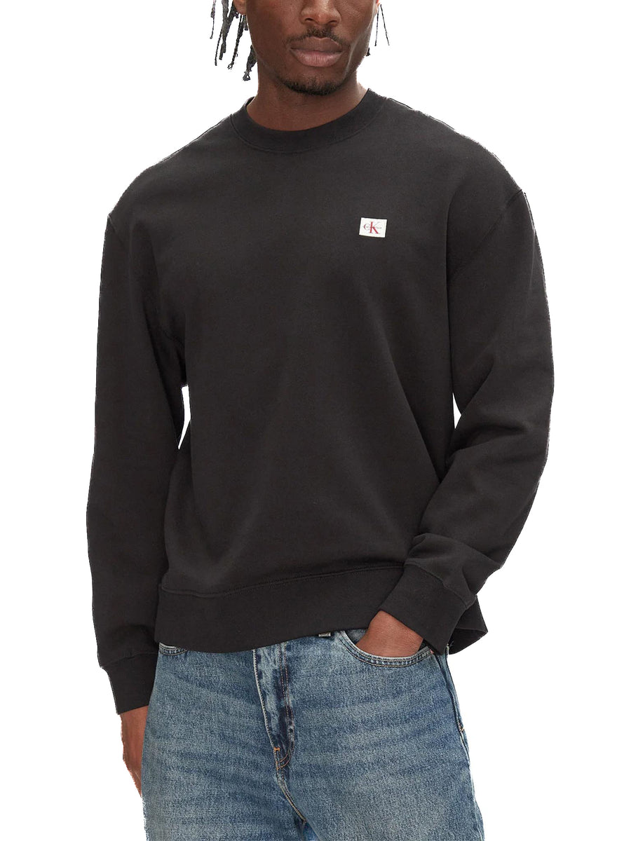 Felpa Calvin Klein in cotone logo badge nero