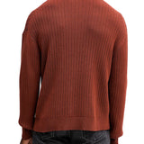 Maglione girocollo a coste mogano