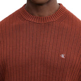 Maglione girocollo a coste mogano