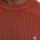 Maglione girocollo a coste mogano