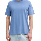 T-shirt Calvin Klein logo chest embro in cotone azzurro