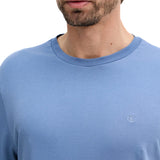 T-shirt Calvin Klein logo chest embro in cotone azzurro