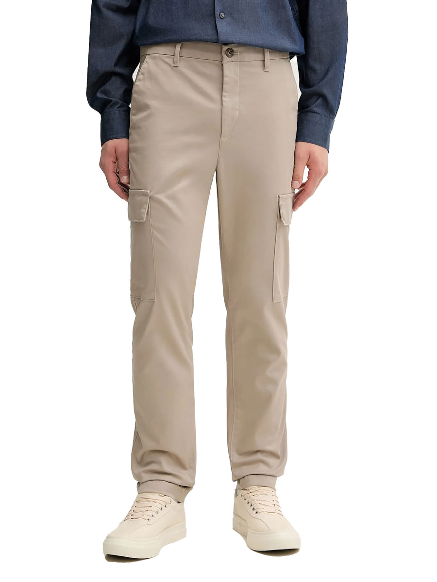 Pantaloni slim fit cargo in cotone kaki