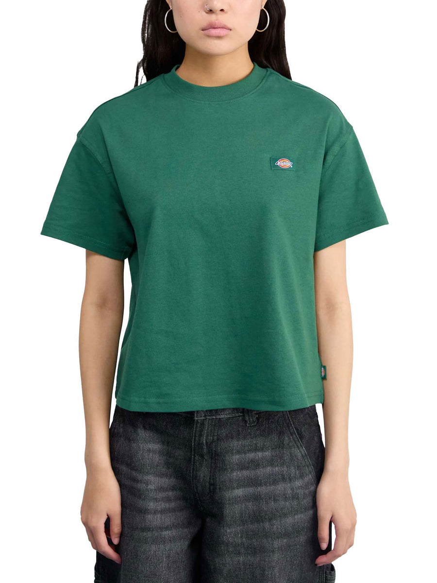 T-shirt Dickies donna maniche corte oakport logo boxy verde
