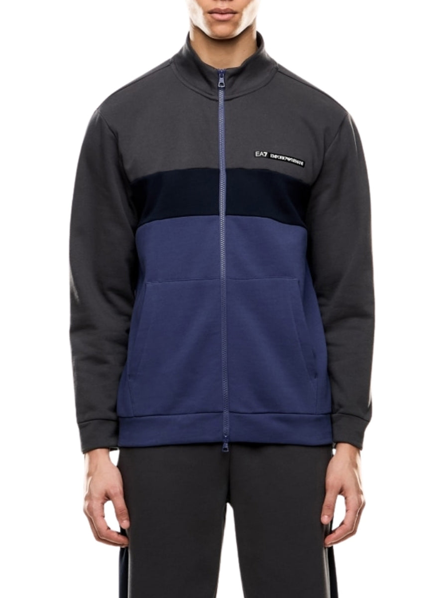 Felpa con cappuccio con logo manica EA7 uomo asfalto