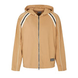 Felpa EA7 con zip nera da uomo arricchita da bande laterali e sul cappuccio con dettagli logo sabbia