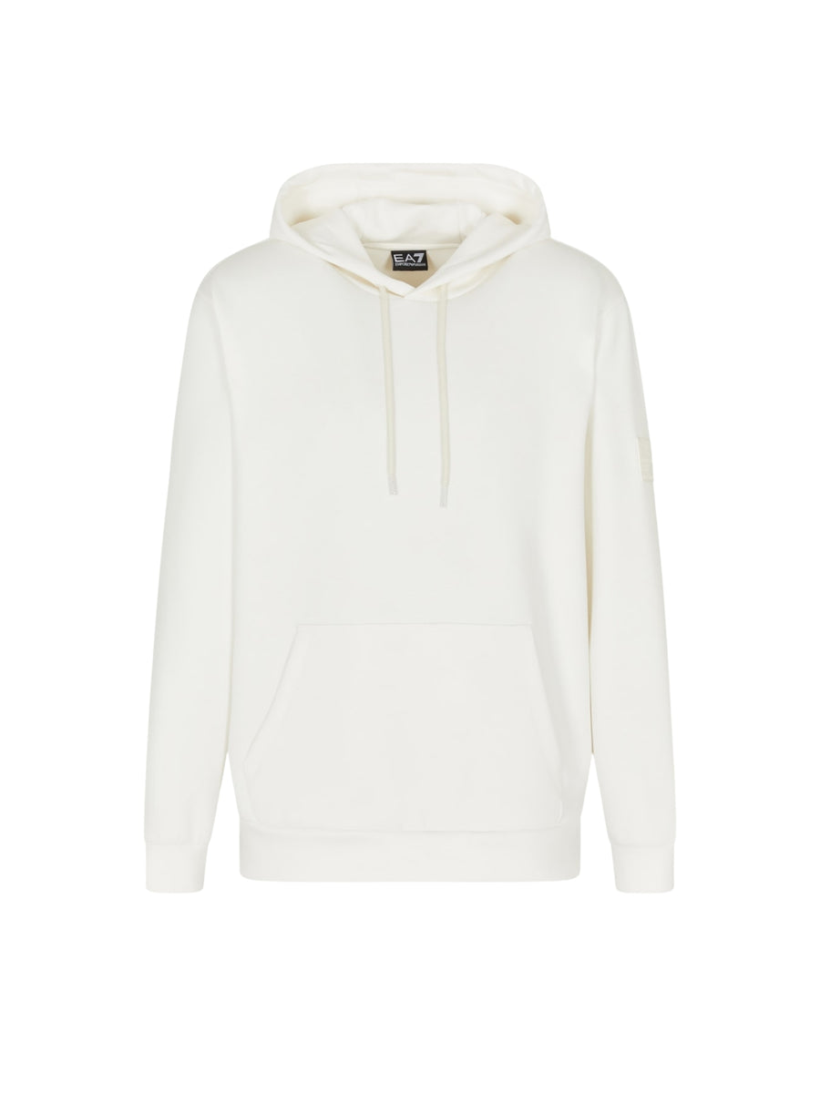 Felpa con cappuccio con patch logo EA7 uomo vaniglia