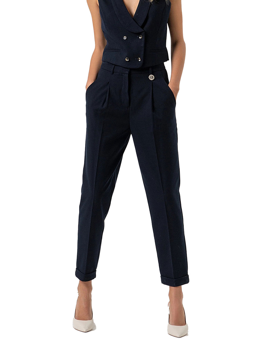 Pantalone Fracomina donna chino poly blu